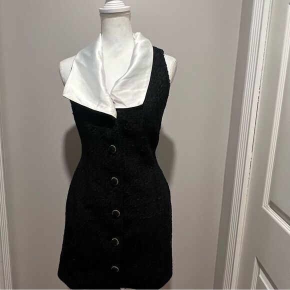 NWT Endless Rose Contrast Collar Tweed Mini Dress size xs women's with pockets! - Picture 7 of 15